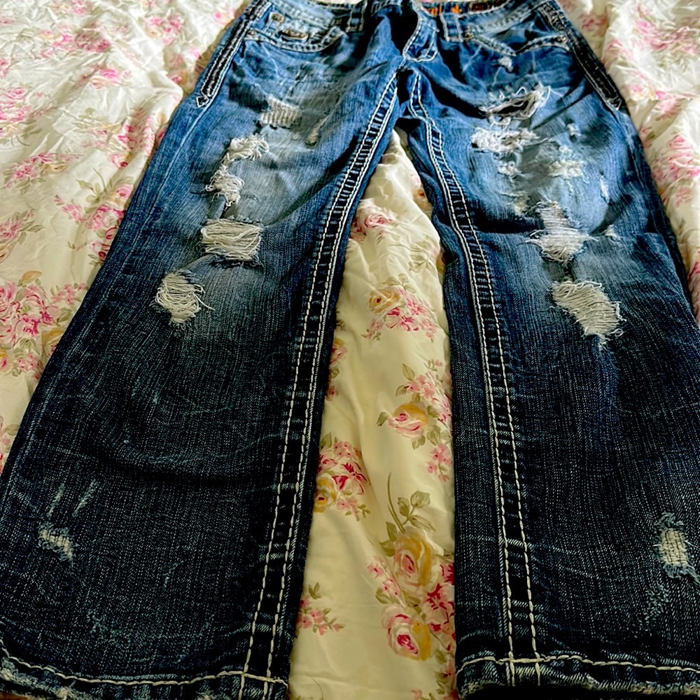 Men’s rock revival straight jeans
